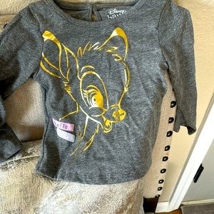 Long sleeve grey top w gold deer on front size 24 months. EUC *3